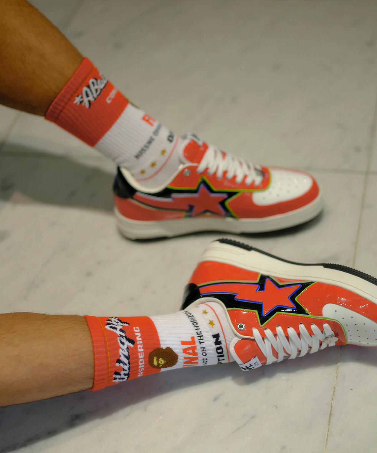 SAINT MICHAEL/セントマイケル/BAPE_SOCKS/FAINAL/WHITE+RED