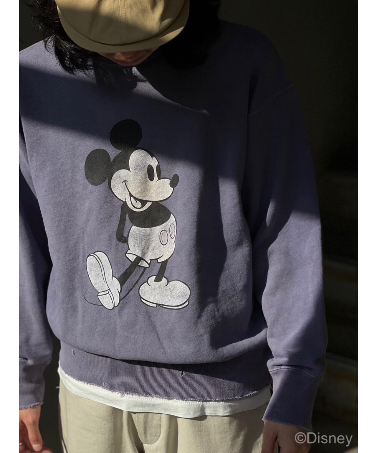 ANCELLM/ "MICKEY PRINT DAMAGE SWEAT SHIRT"