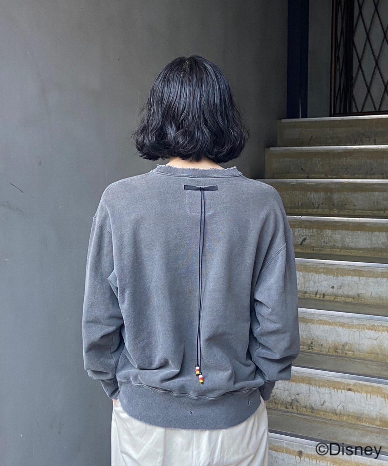 ANCELLM/ "MICKEY PRINT DAMAGE SWEAT SHIRT"