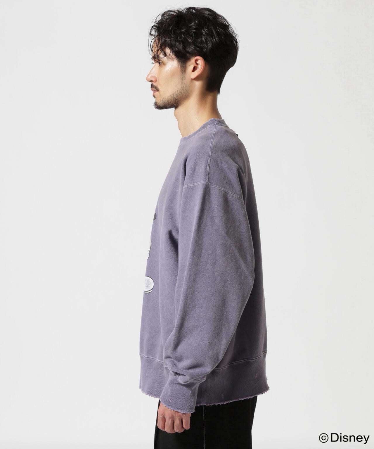 ANCELLM/ "MICKEY PRINT DAMAGE SWEAT SHIRT"