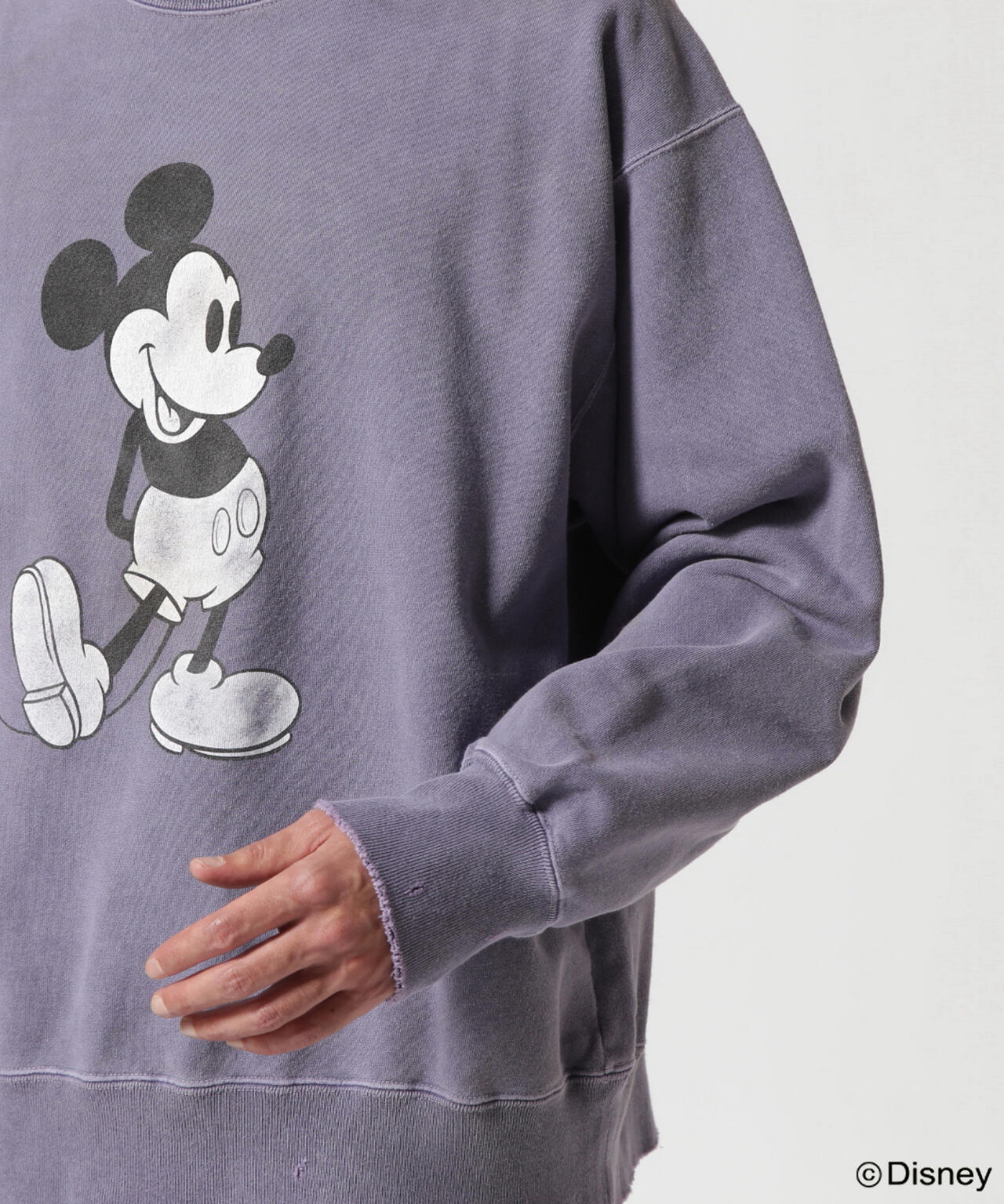 ANCELLM/ "MICKEY PRINT DAMAGE SWEAT SHIRT"