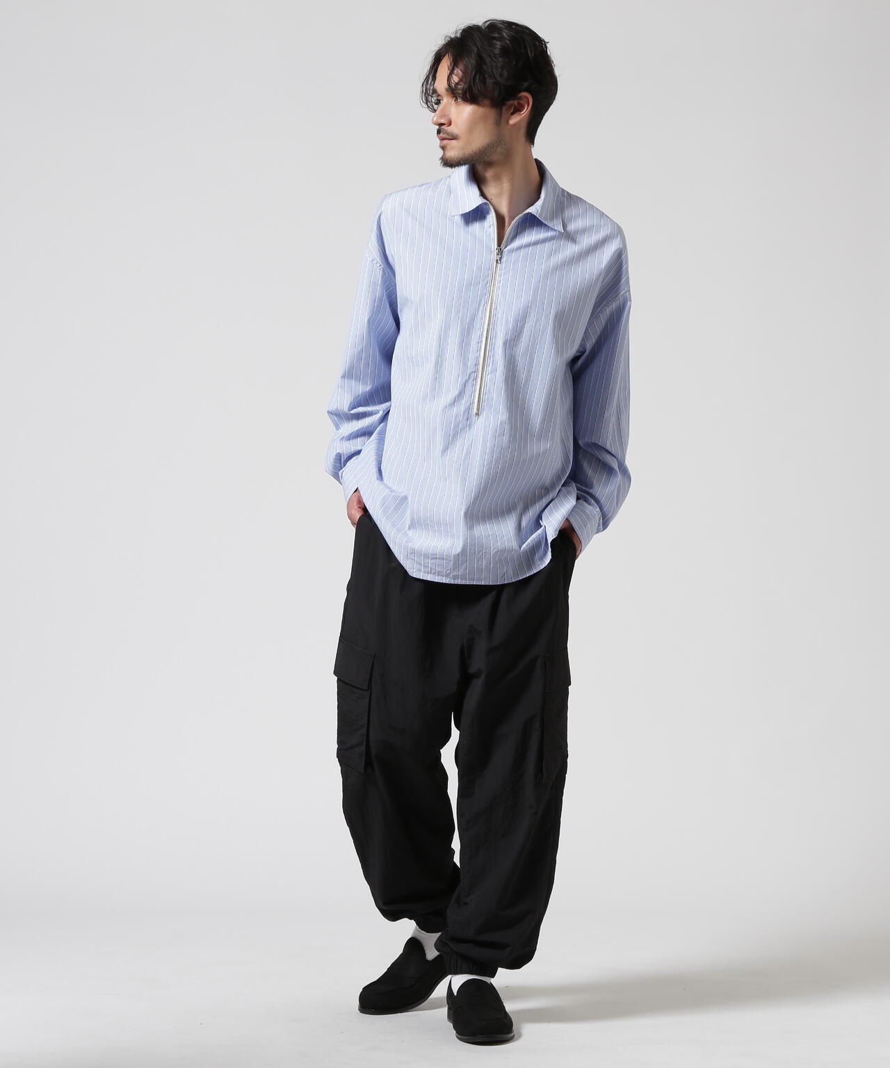 Toironier/トワロニエ/Stripe Half-Zip Shirt