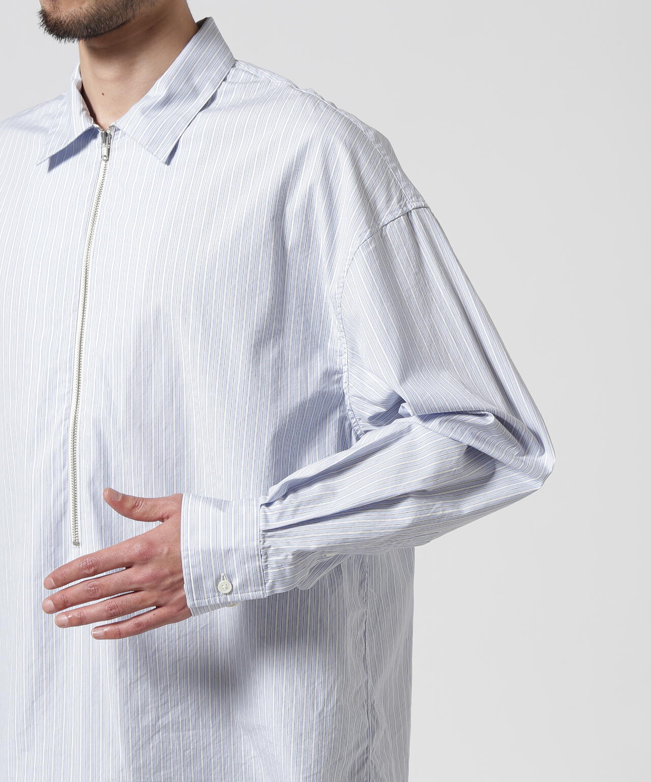 Toironier/トワロニエ/Stripe Half-Zip Shirt
