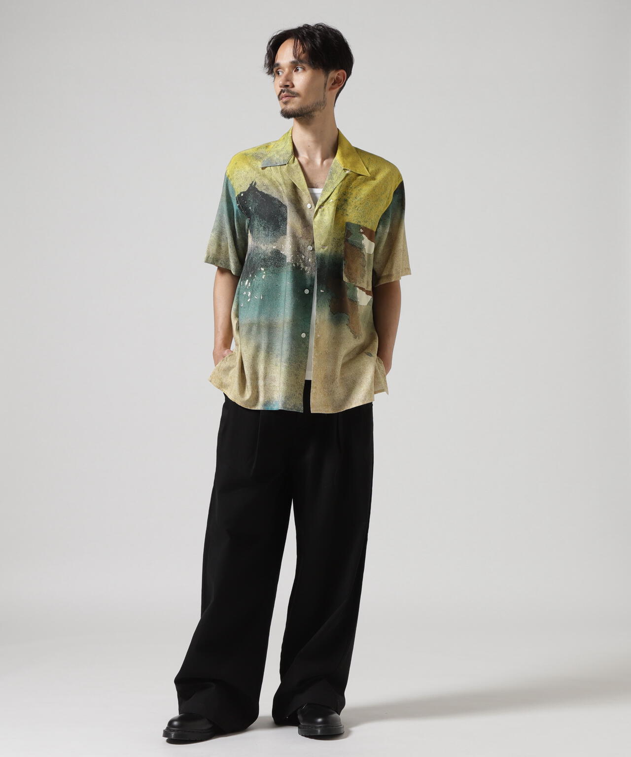 YOKE/ヨーク/LANDSCAPE OPEN COLLER SHIRT
