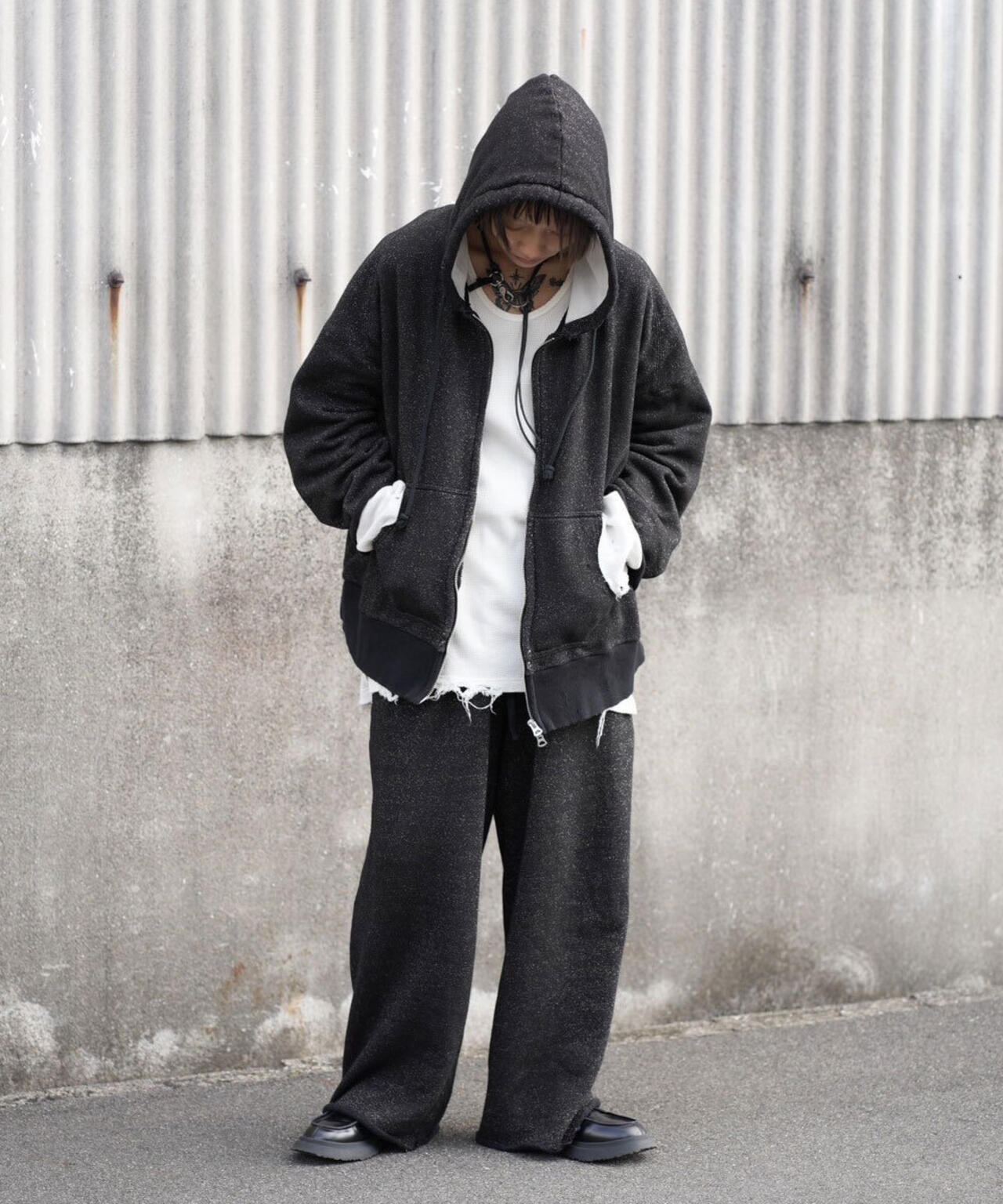 ANCELLM/アンセルム/LAYERED ZIP－UP HOODIE EX