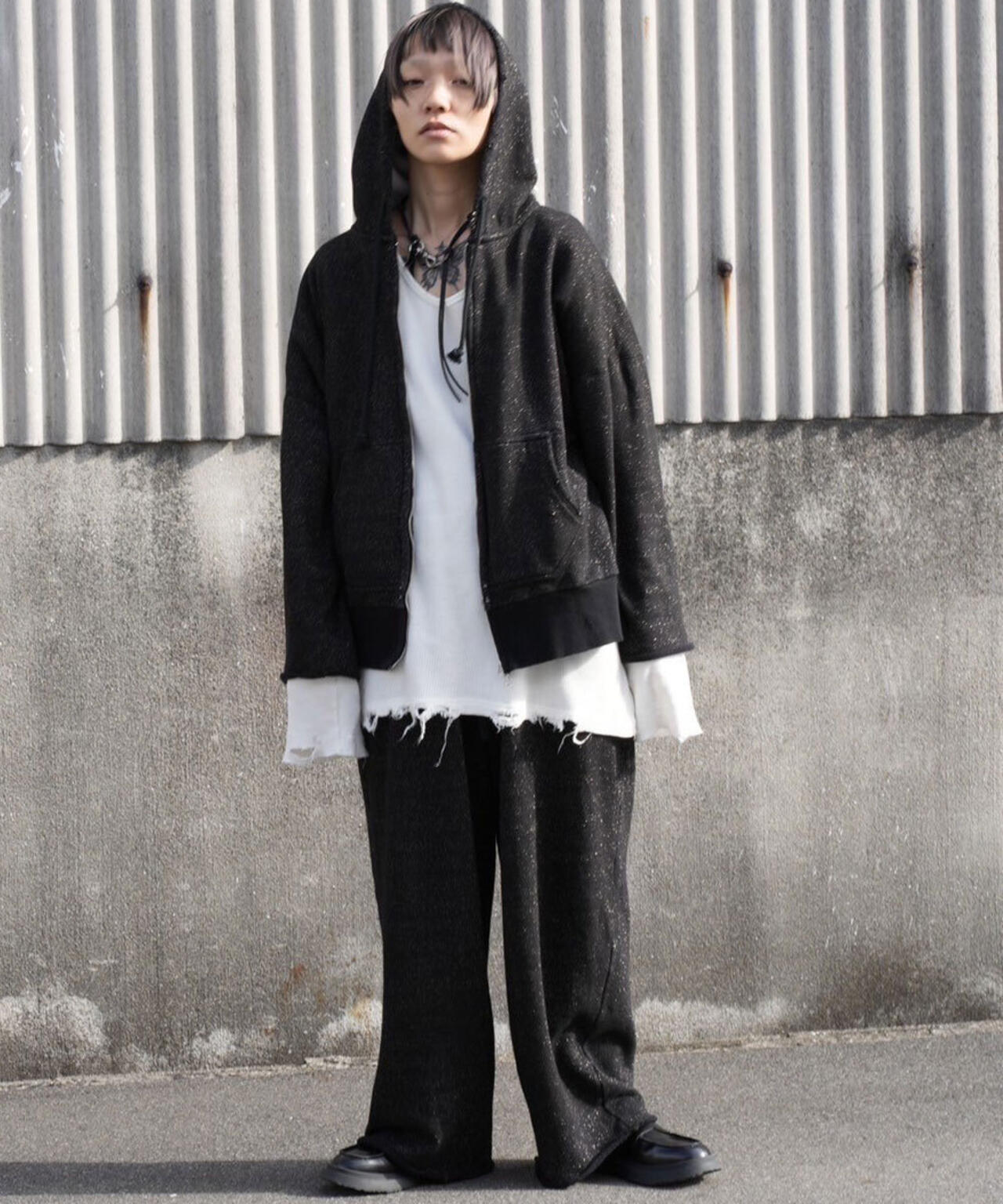 ANCELLM/アンセルム/LAYERED ZIP－UP HOODIE EX