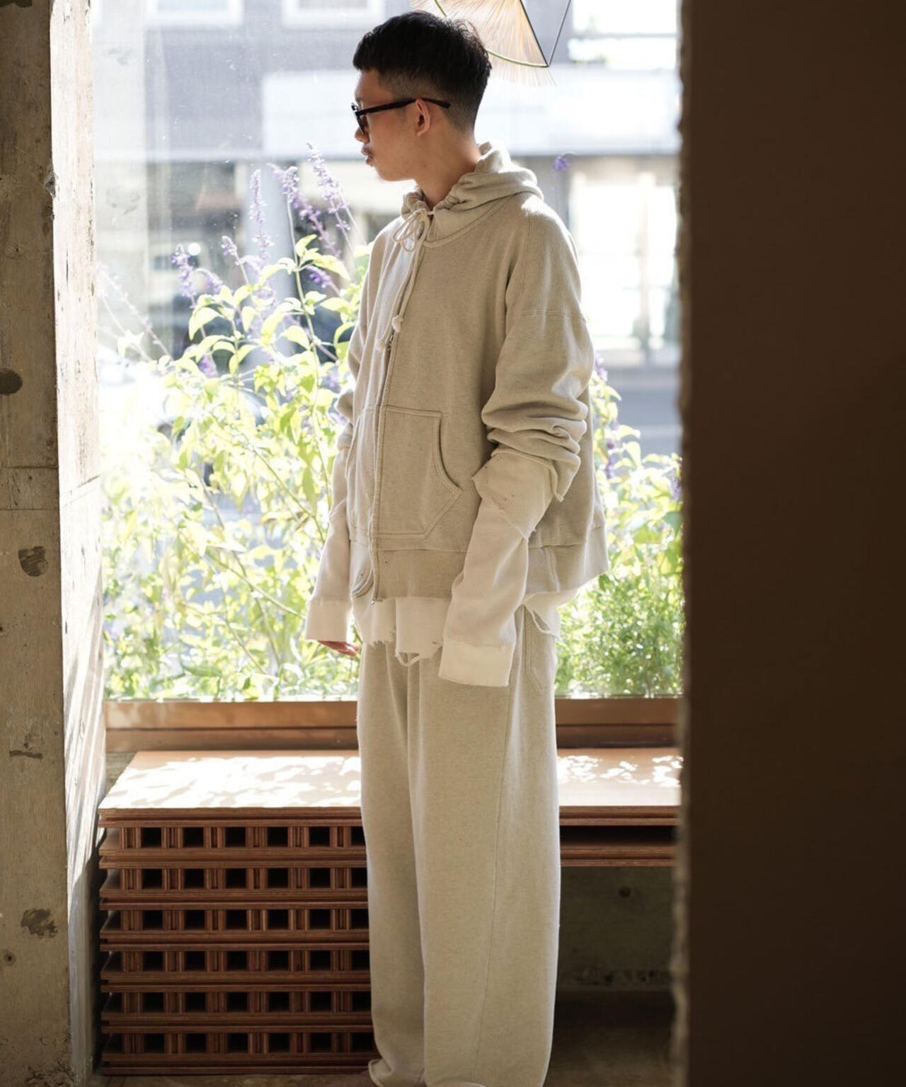 ANCELLM/アンセルム/LAYERED ZIP－UP HOODIE EX