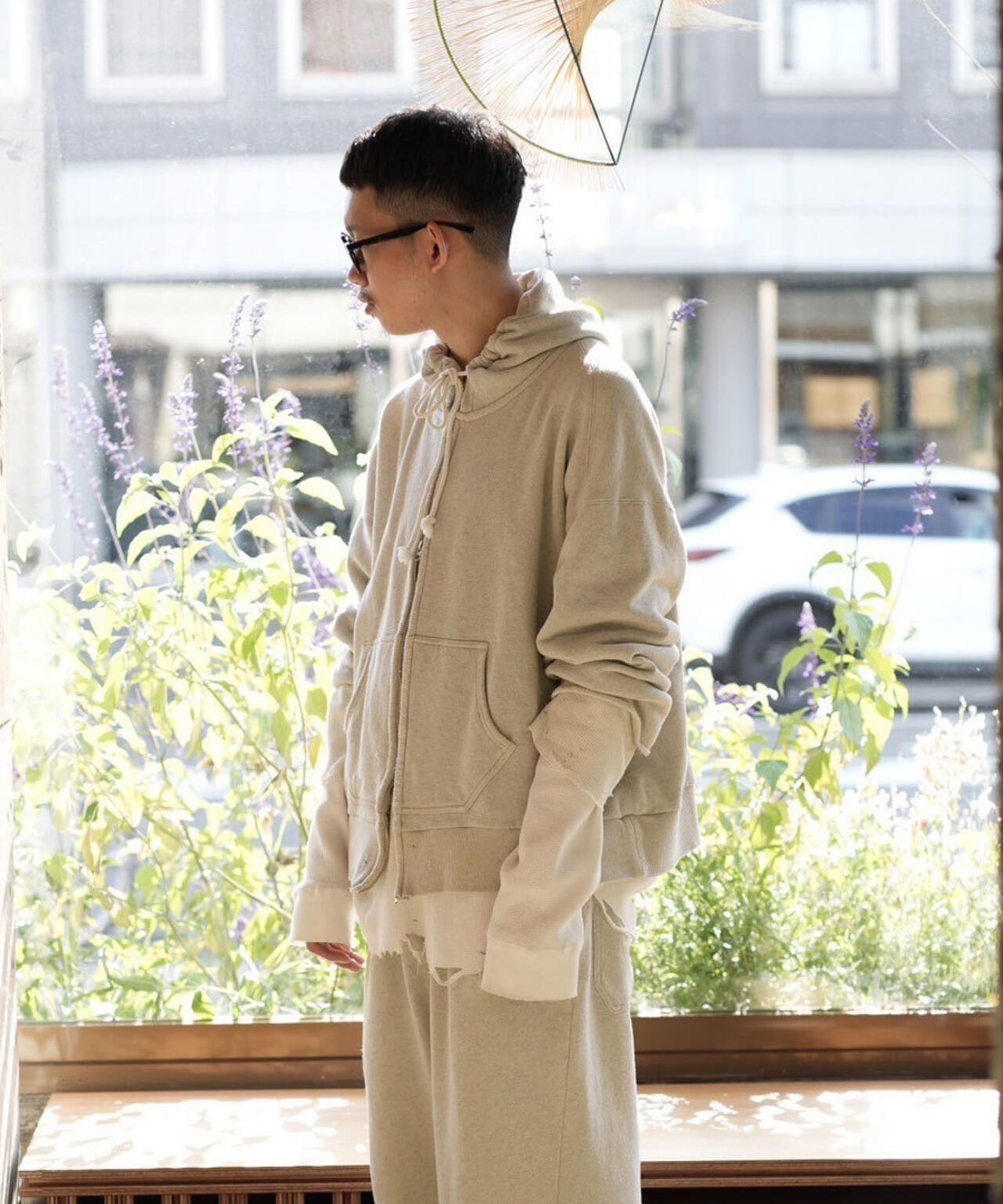 ANCELLM/アンセルム/LAYERED ZIP－UP HOODIE EX