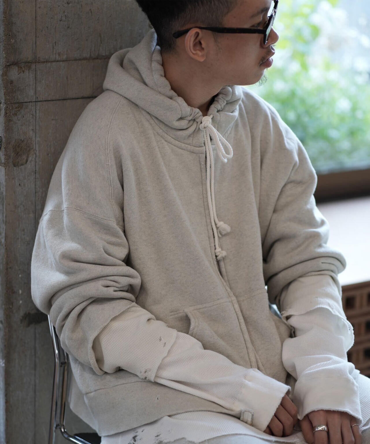 ANCELLM/アンセルム/LAYERED ZIP－UP HOODIE EX