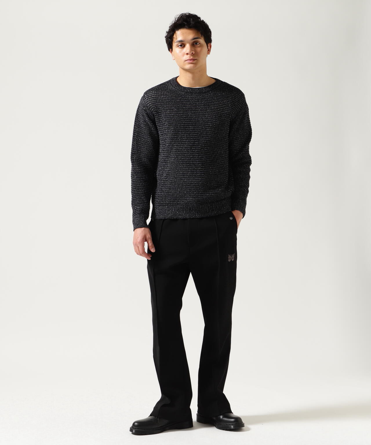 YOKE/ヨーク/MESH KNITTED CREWNECK SWEATER