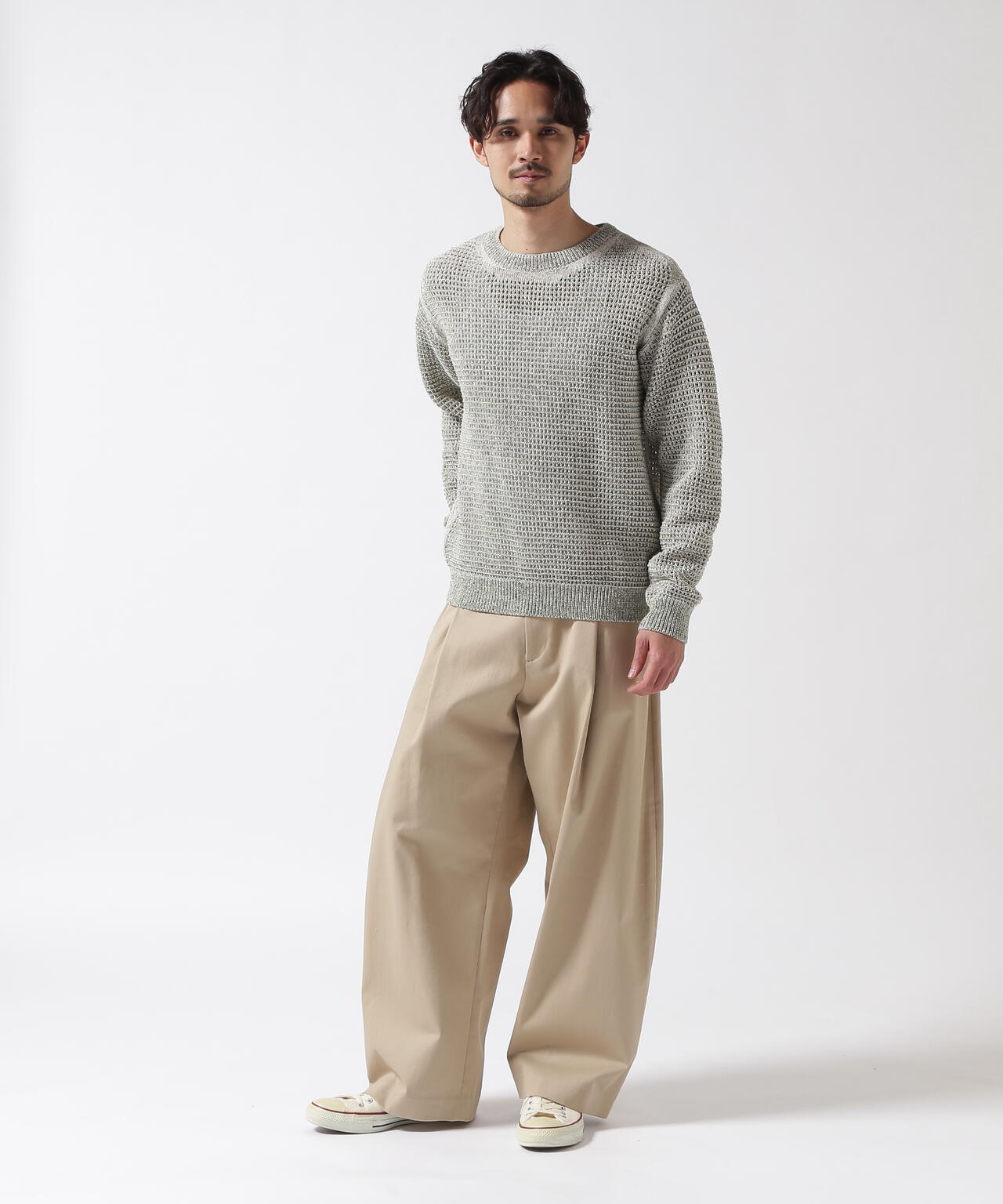 YOKE/ヨーク/MESH KNITTED CREWNECK SWEATER