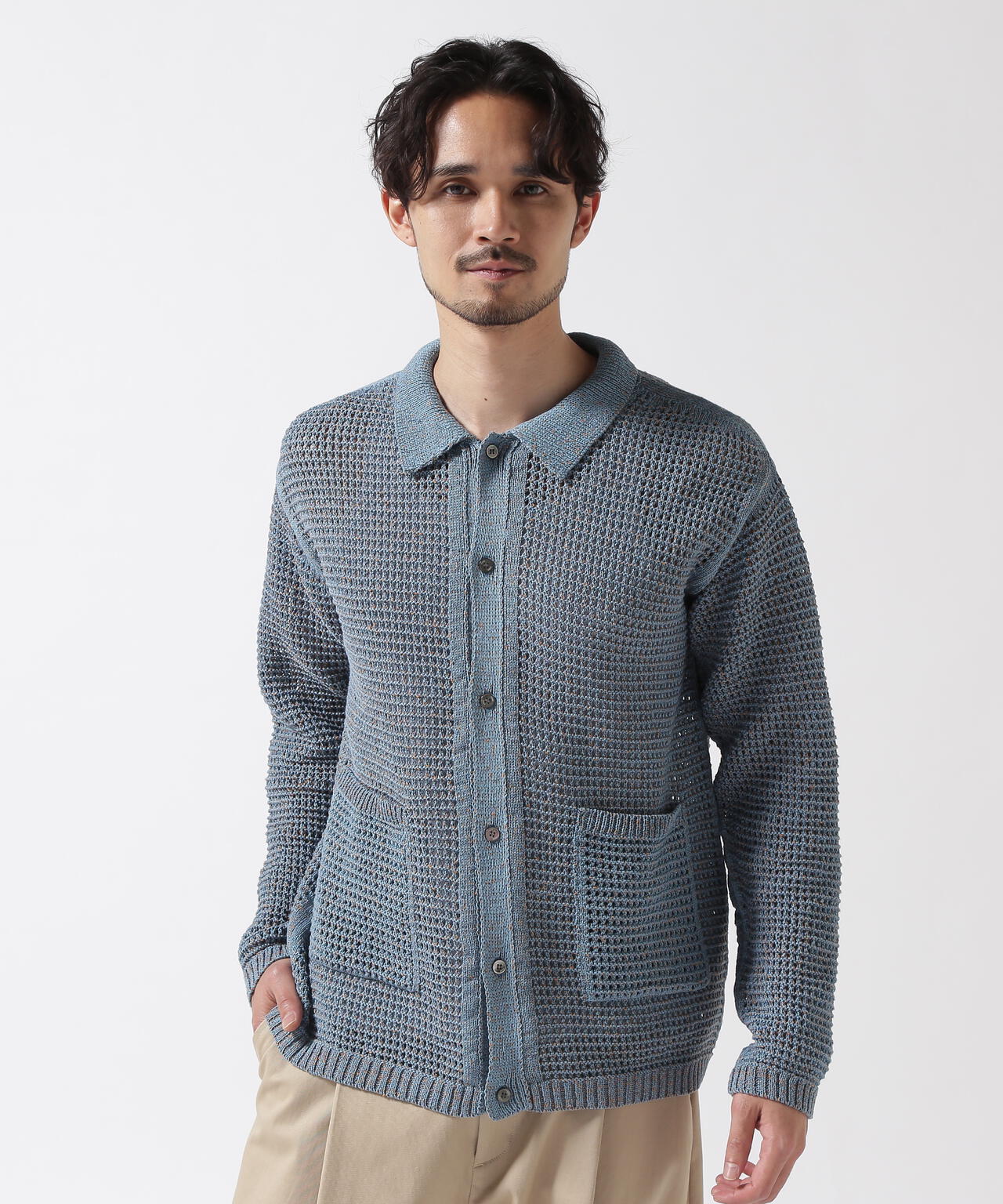 YOKE / ヨーク / MESH KNITTED SHIRT CARDIGAN