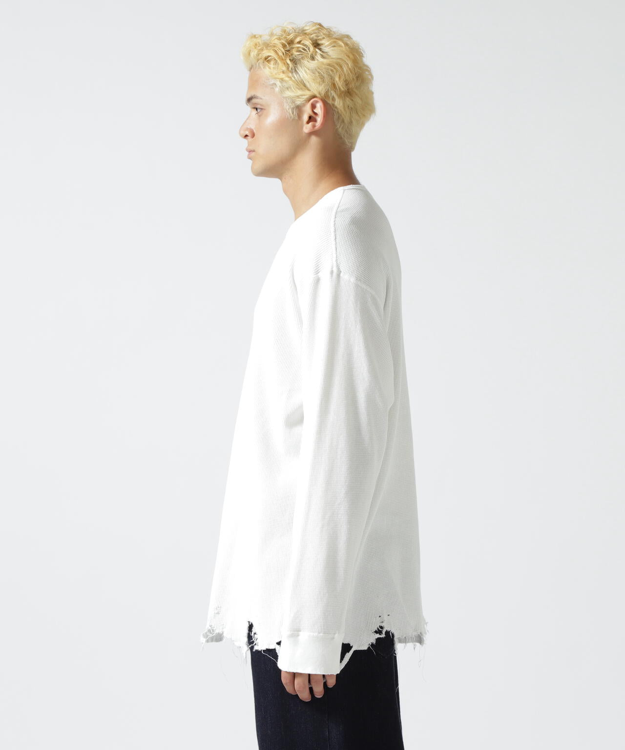 ANCELLM/アンセルム/DAMAGE WAFFLE CREW LS T