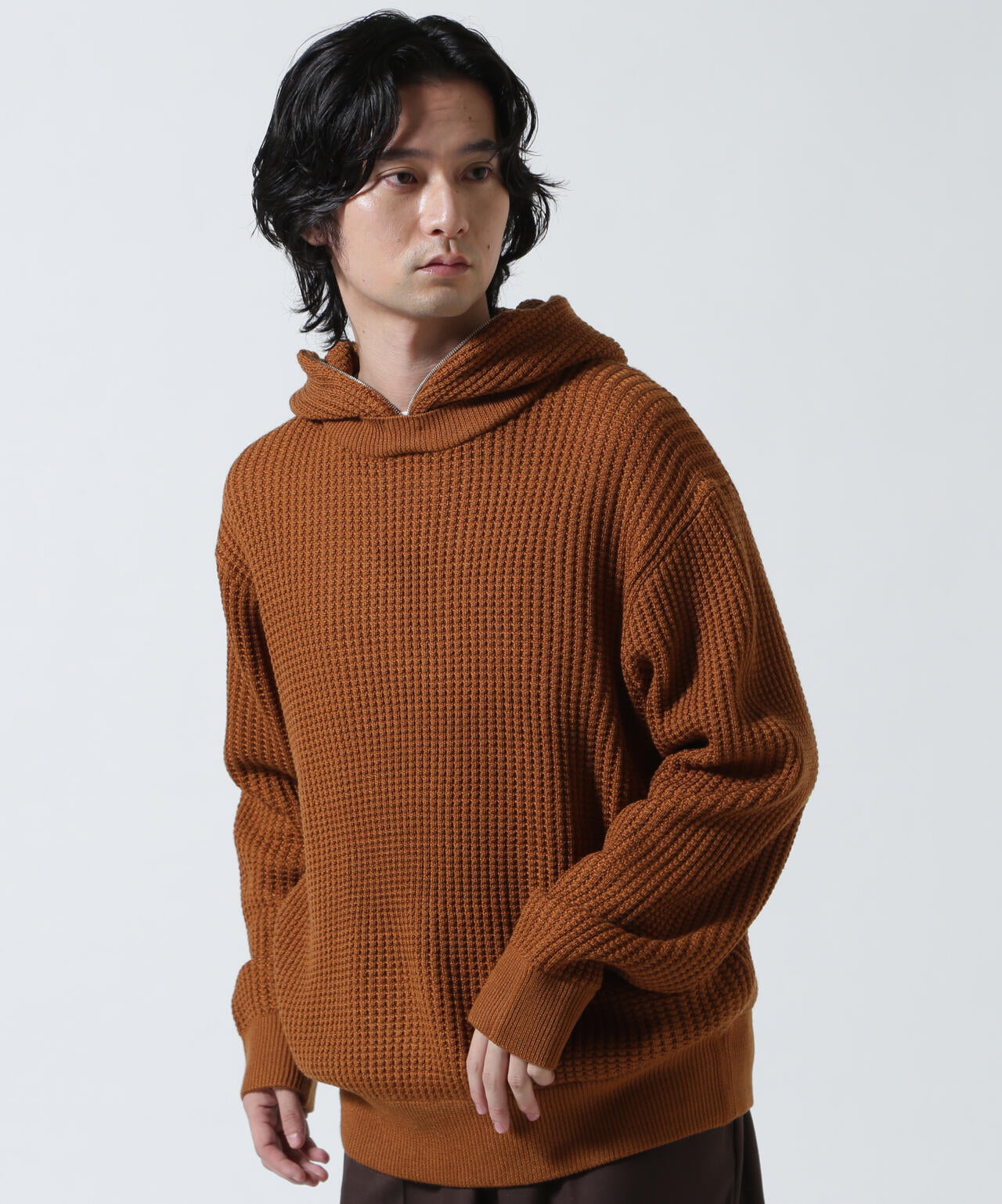 Toironier/トワロニエ/Zip Waffle Knit Hoodie