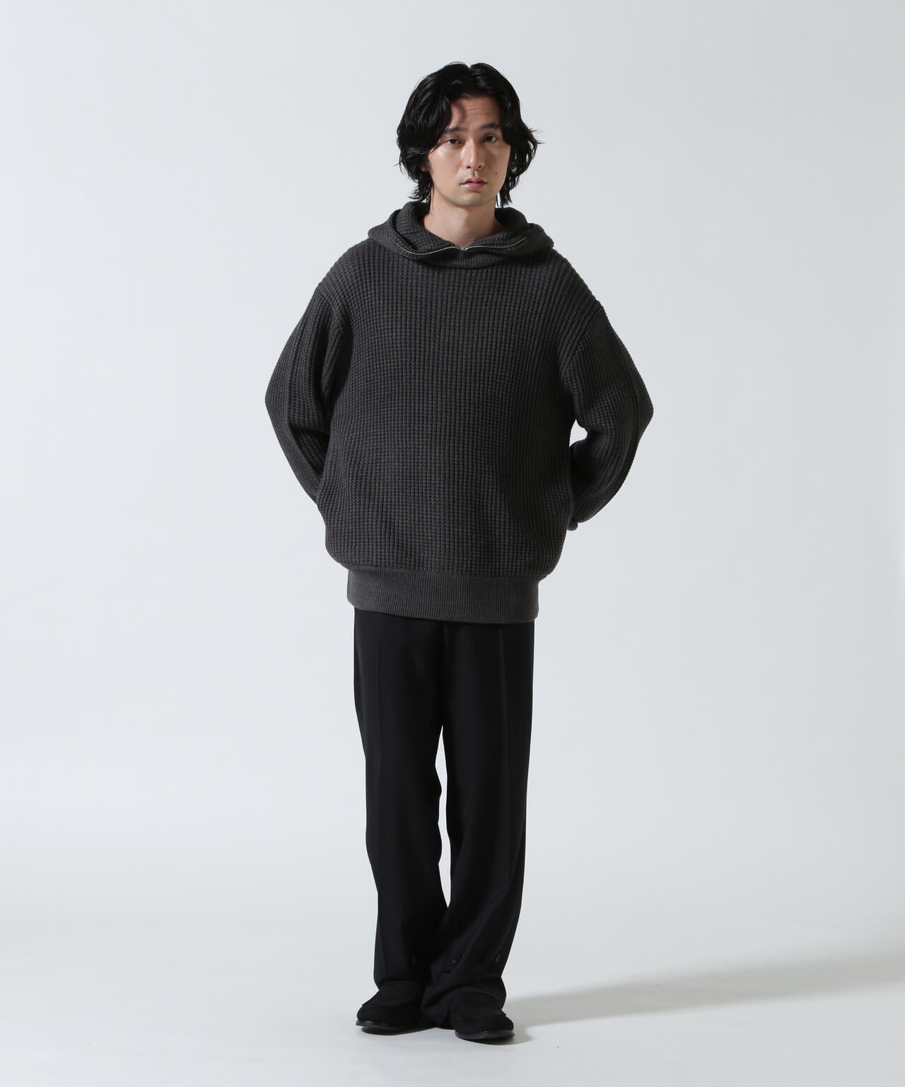 Toironier/トワロニエ/Zip Waffle Knit Hoodie