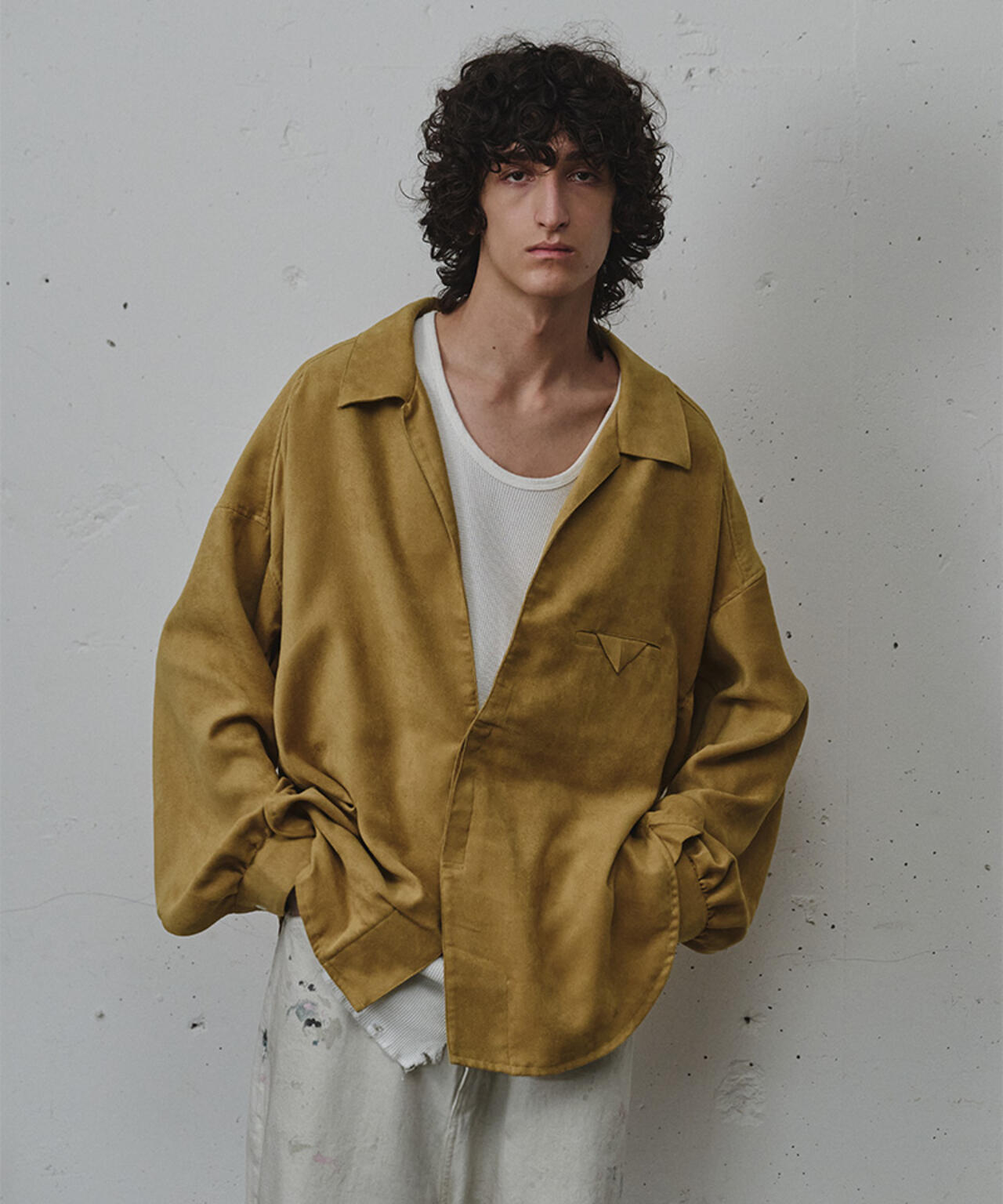 ANCELLM/アンセルム/VEGAN SUEDE LONG SHIRT/ANC-SH86-B