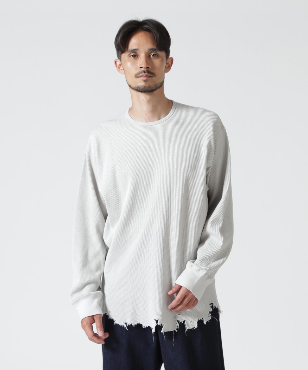 ANCELLM/アンセルム/DAMAGE WAFFLE CREW LS/ANC-STD-CT02