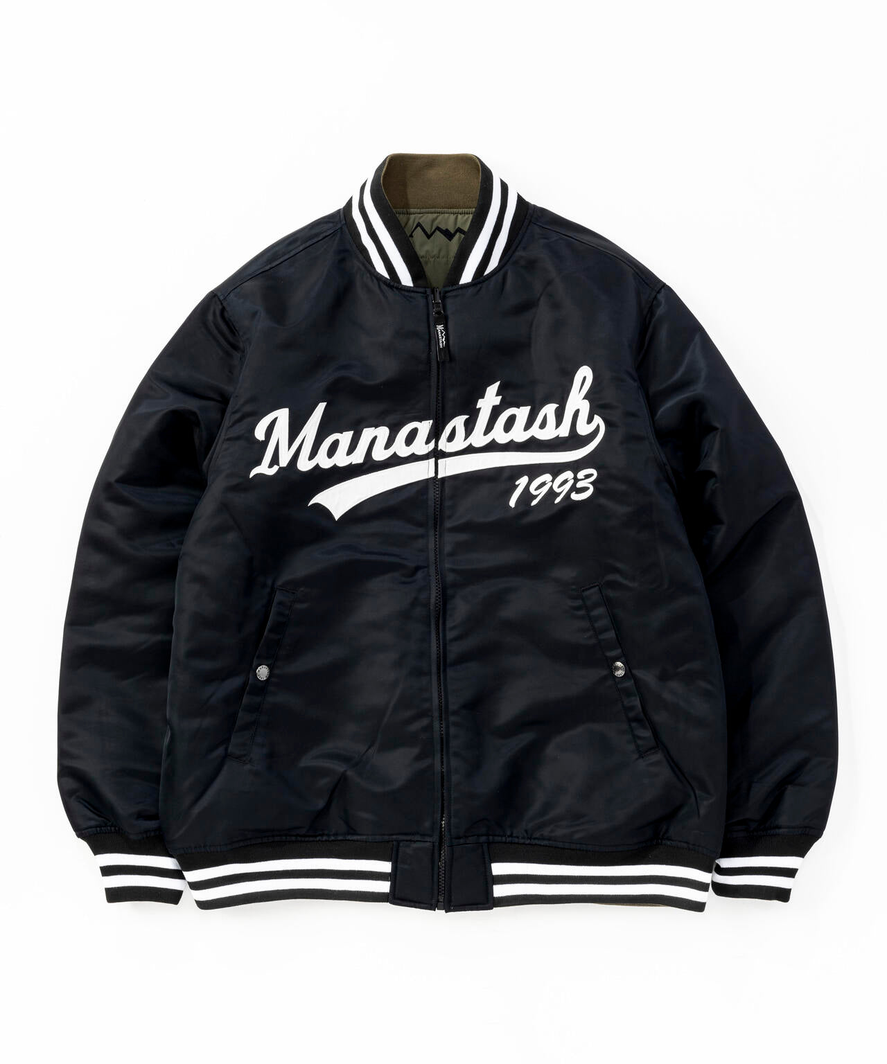 MANASTASH/REVERSIBLE NYLON VARSITY JACKET