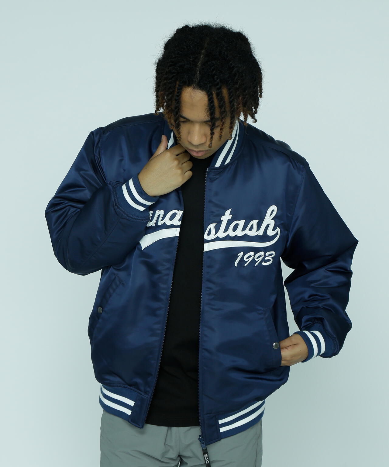 MANASTASH/REVERSIBLE NYLON VARSITY JACKET